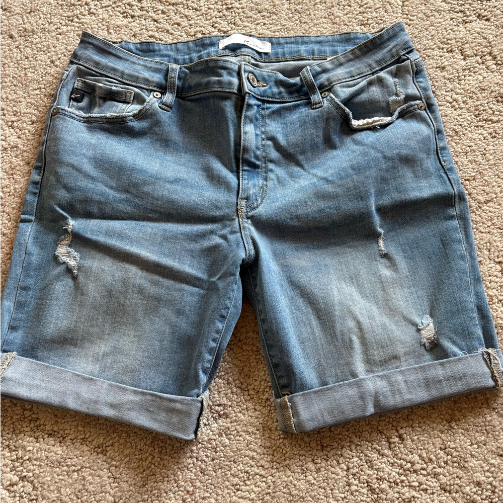 KanCan Light Wash Distressed Denim Shorts